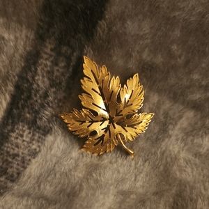 Gold tone leaf pin